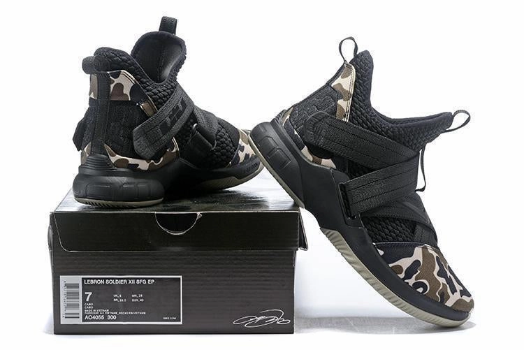 Nike Youth Running Shoes Nike Lebron Soldier XII 12 SFG EP Camo Black Men Shoes Sale Size US7,8,8.5,9,10,11,12