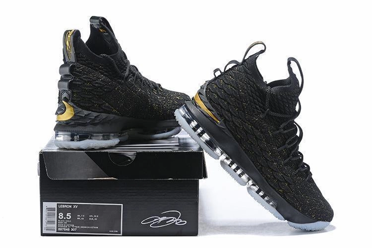 Nike Active Shoes Nike Lebron XV 15 Black Gold Men Shoes Sale Size US7,8,8.5,9,10,11,12