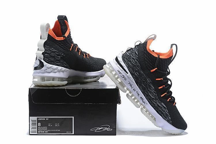 Nike Lebron XV 15 Black White Orange Men Shoes Sale Size US7,8,8.5,9,10,11,12 Good Nike Volleyball Shoes