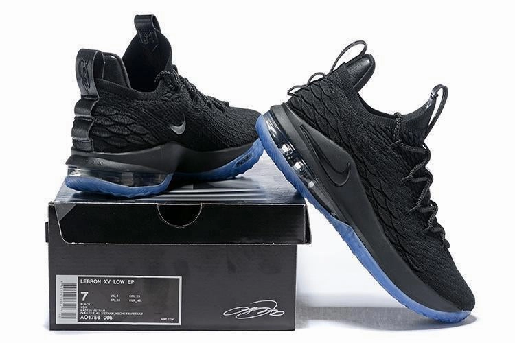 Slip Resistant Shoes Nike Nike Lebron XV 15 Low EP Black Blue Men Shoes Sale Size US7,8,8.5,9,10,11,12