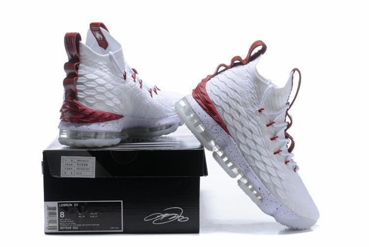 Nike Lebron XV 15 White Bordeaux Red Men Shoes Sale Size US7,8,8.5,9,10,11,12 Atlanta Falcons Nike Shoes