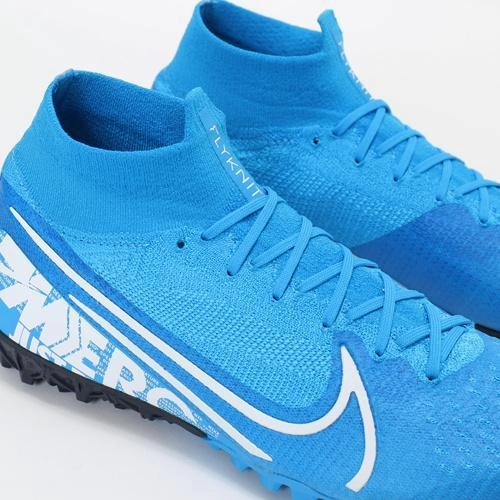 Nike Jordan Shoes Low Top Nike Mercurial Superfly VII Elite TF Soccers Cleats Shoes Light Blue