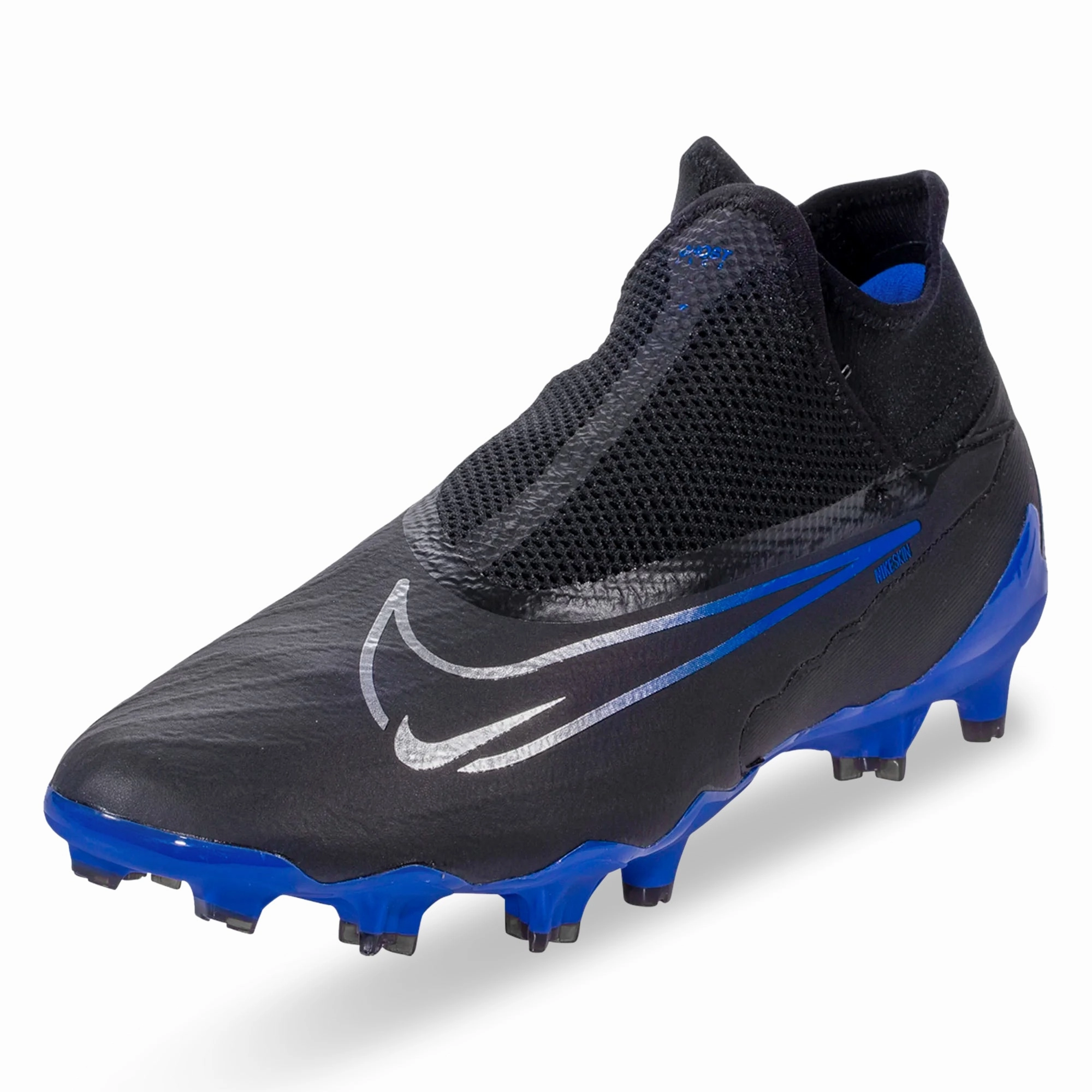 Cleats Soccer Turf Nike Phantom GX Pro DF Firm Ground Soccer Cleats (Black/Chrome-Hyper Royal)