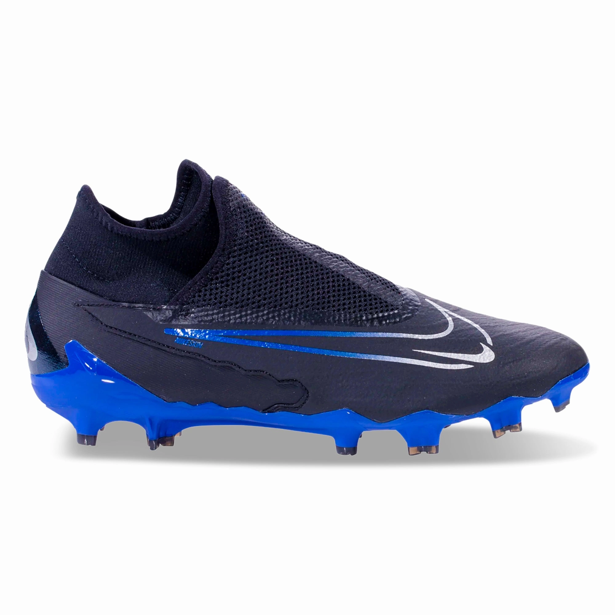 Nike Phantom GX Pro DF Firm Ground Soccer Cleats (Black/Chrome-Hyper Royal) Hombres Soccer Cleats