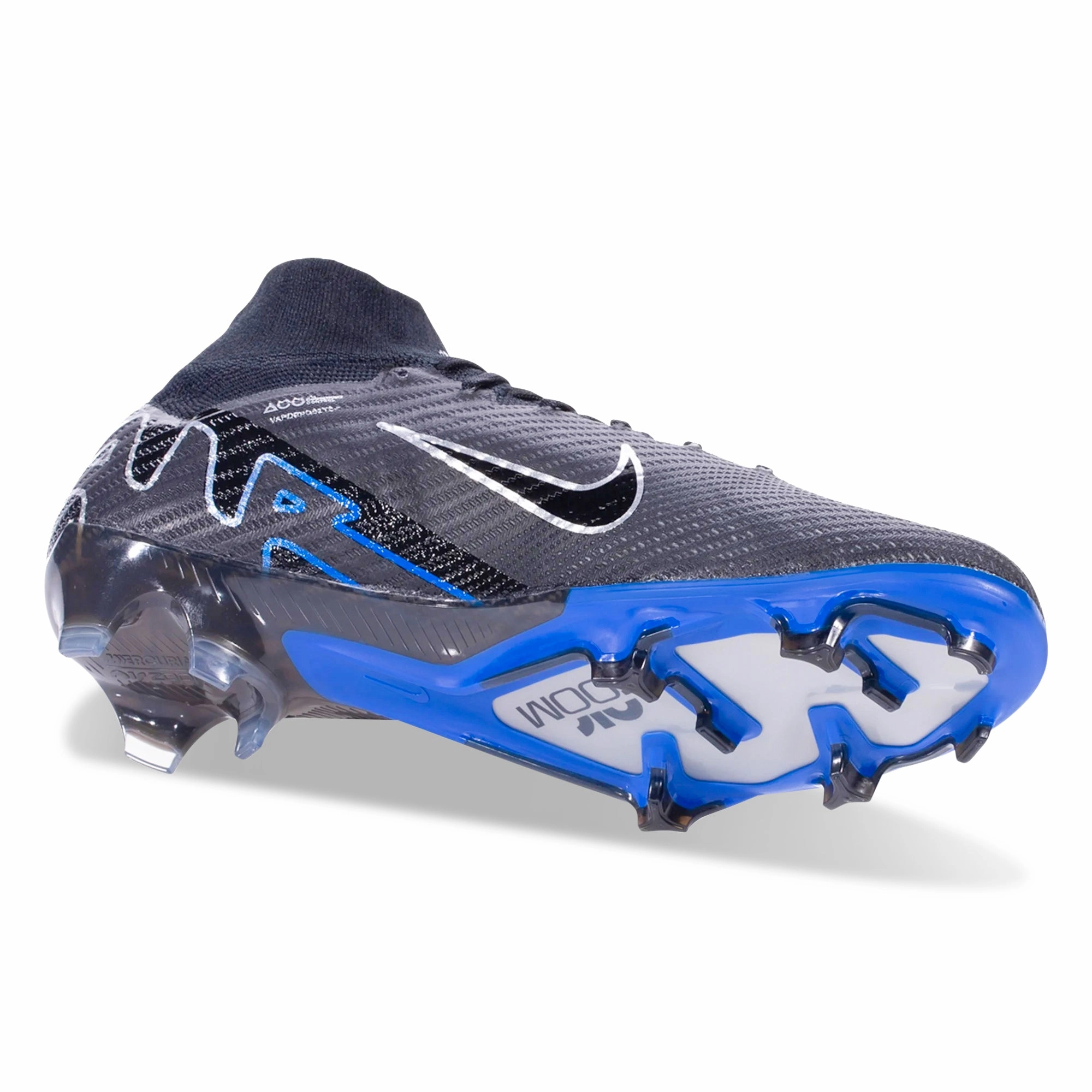 Nike Zoom Mercurial Superfly 9 Elite Firm Ground Firm Ground Soccer Cleat (Black/Chrome/Hyper Royal) Soccer Cleats Size 12 Toddler