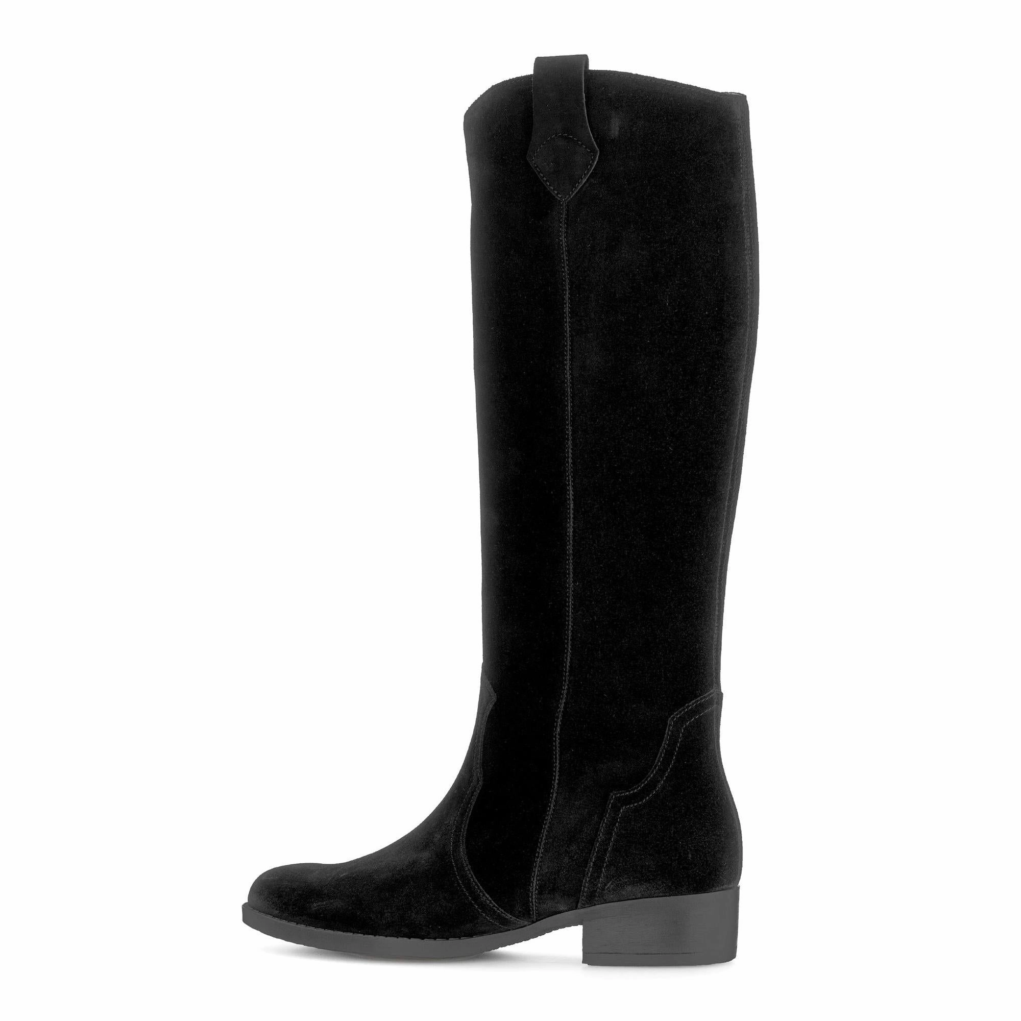Gabor 75.901.17 Garden Ladies Black Suede Side Zip Knee High Boots Knee High Belted Boots