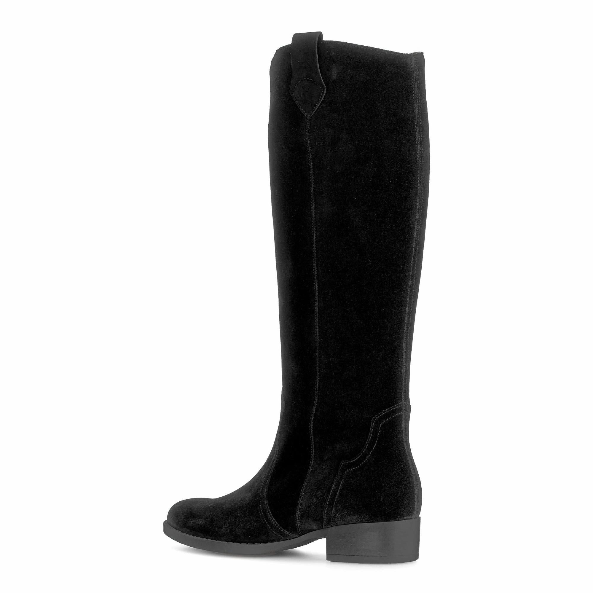 Gabor 75.901.17 Garden Ladies Black Suede Side Zip Knee High Boots Knee High High Heel Leather Boots