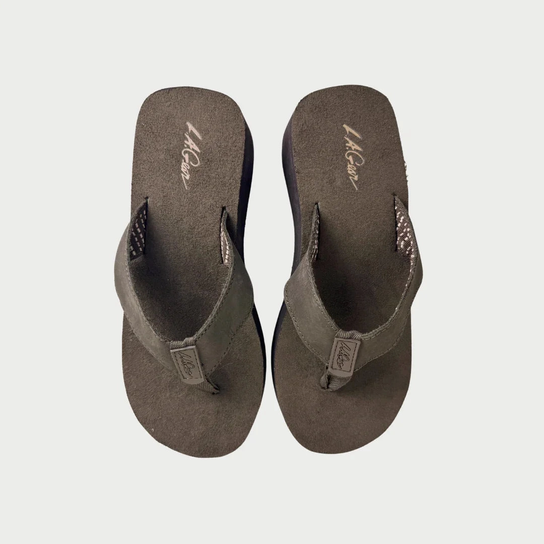Runner Flip Flops LA Gear Womens Malibu Flip-Flop | Brown Wedge