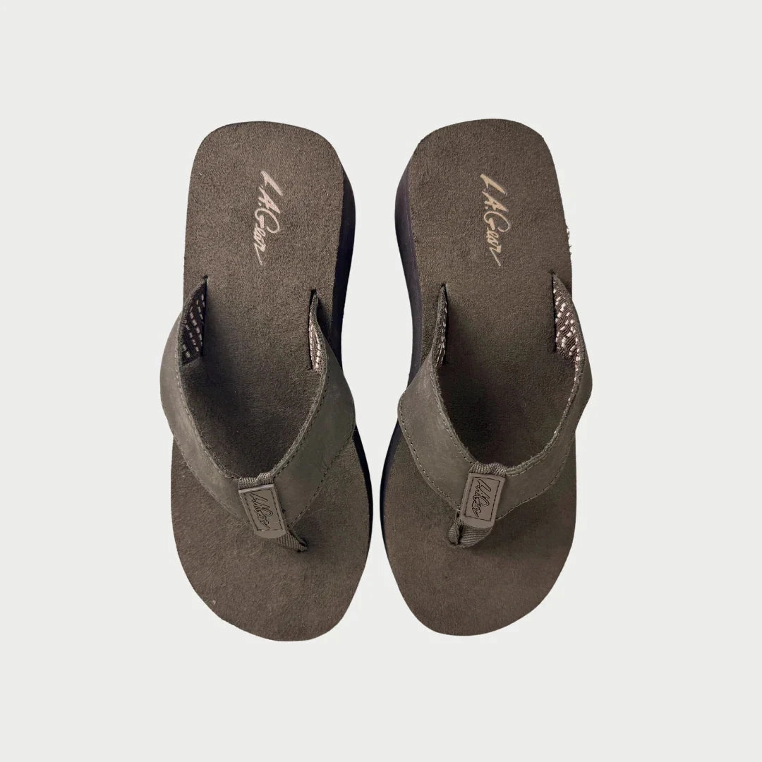 Driving Flip Flops Uk LA Gear Womens Malibu Flip-Flop | Brown Wedge