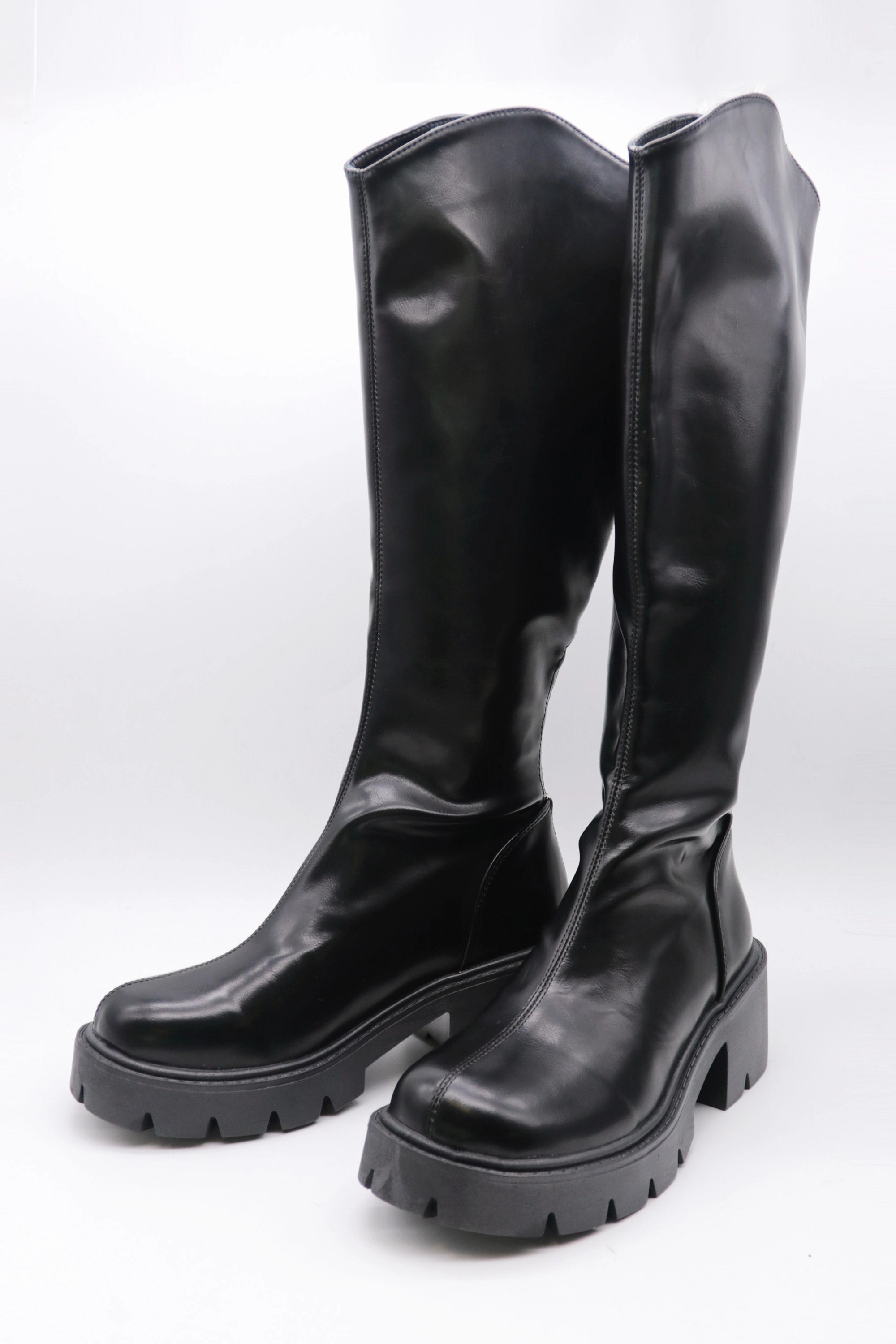 Knee Length Platform Boots Stretchy Calf Knee High Boots