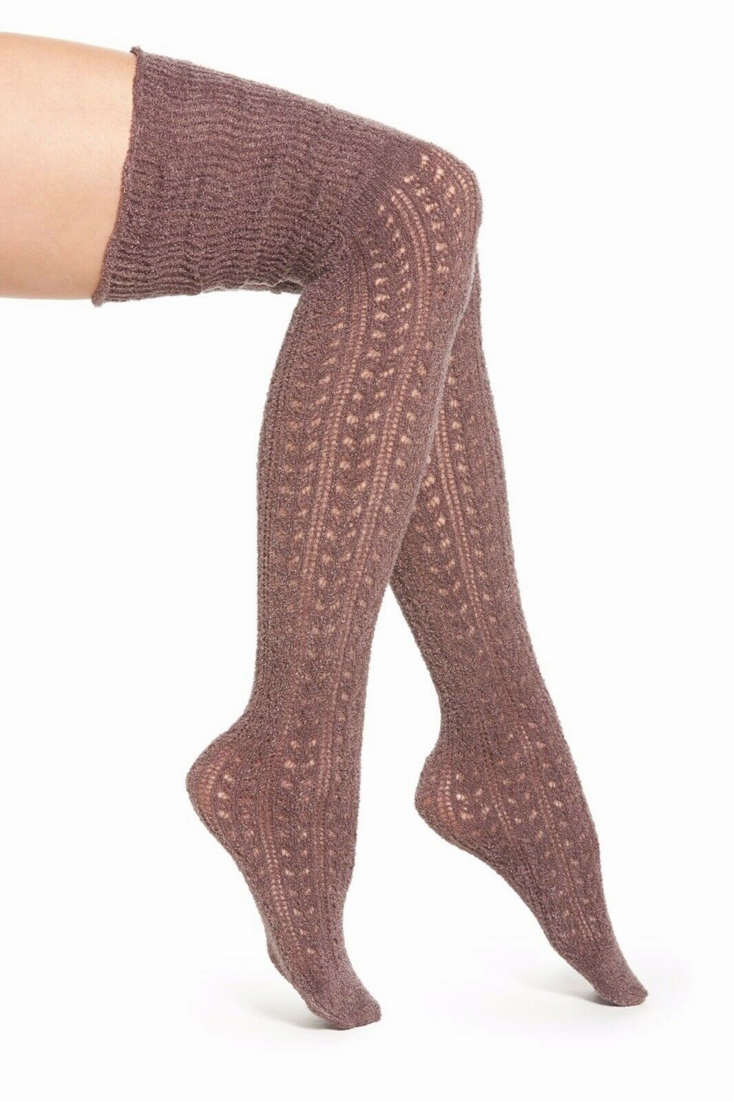 Over The Knee Boot Socks "Bowery" Mink Light Brown Bohemian Weave Scrunch Top Knee High Boots Fancy Dress