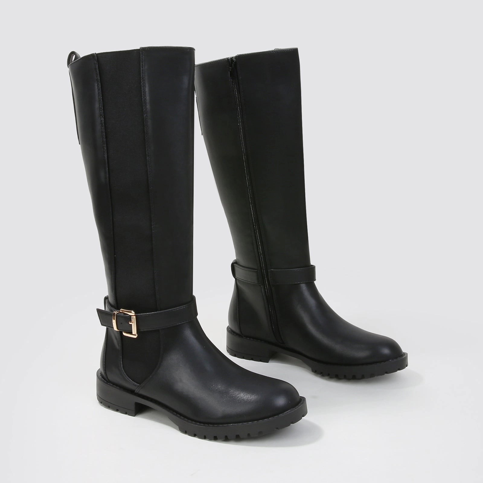 Pama Knee High Buckle Strap Riding Boots Everyday Knee High Boots