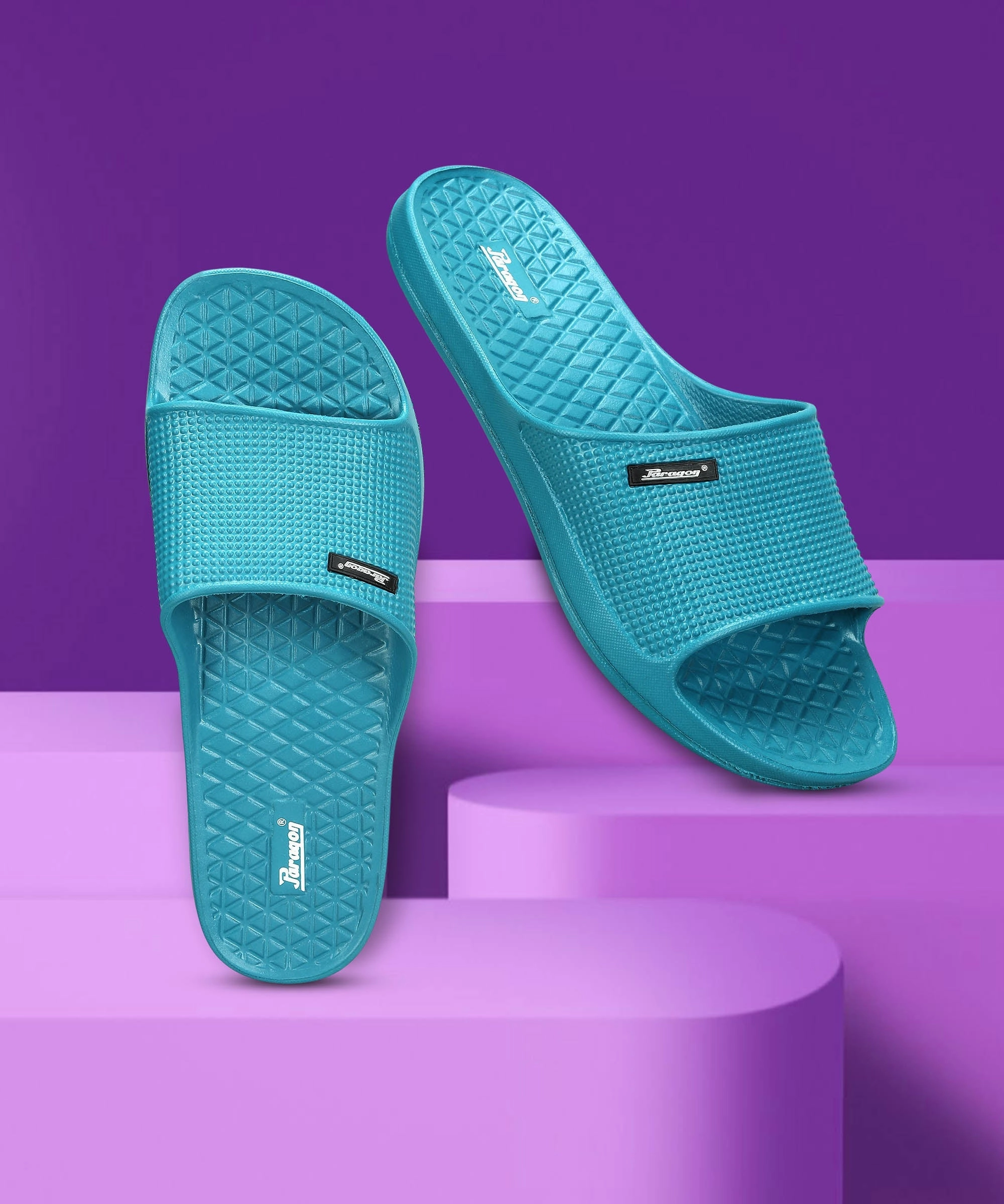 Rubio Flip Flops Paragon Men's Teal Blue Sliders with Comfortable & Durable Sole