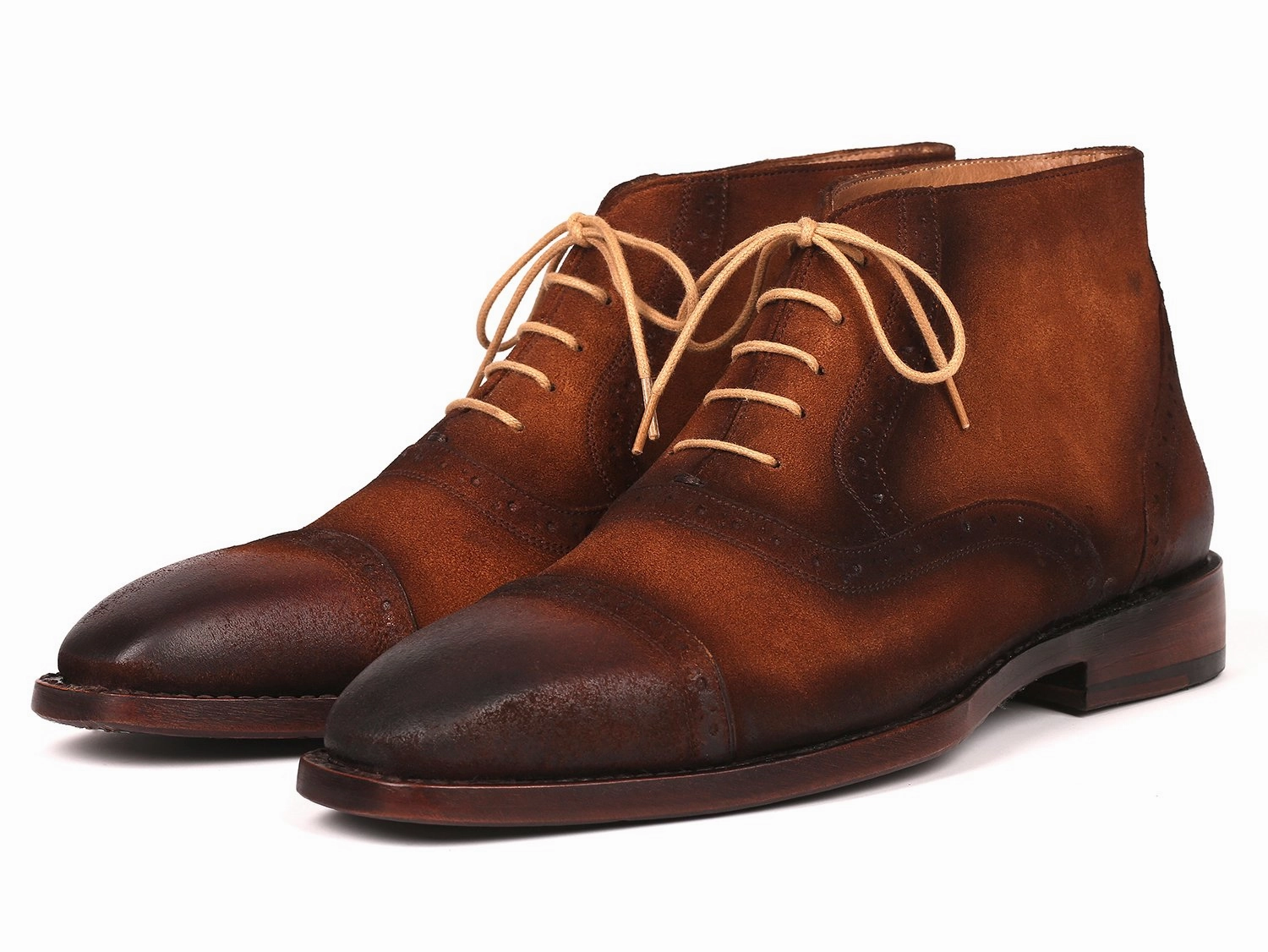 Ankle Boots Tucked Into Jeans Paul Parkman Men's Suede Cap Toe Ankle Boots in Antique Brown
