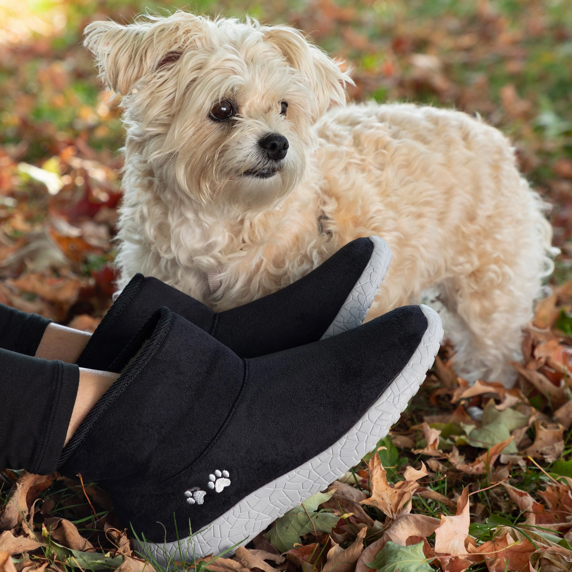 Paw Print Slide-in Lightweight Faux Fur Lined Ankle Boots Cherokee Boots