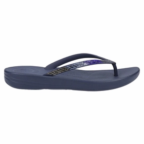 Vegan Flip Flops FitFlop Iqushion Ombre Sparkle Synthetic Women's Toe Post Midnight Navy Sandals