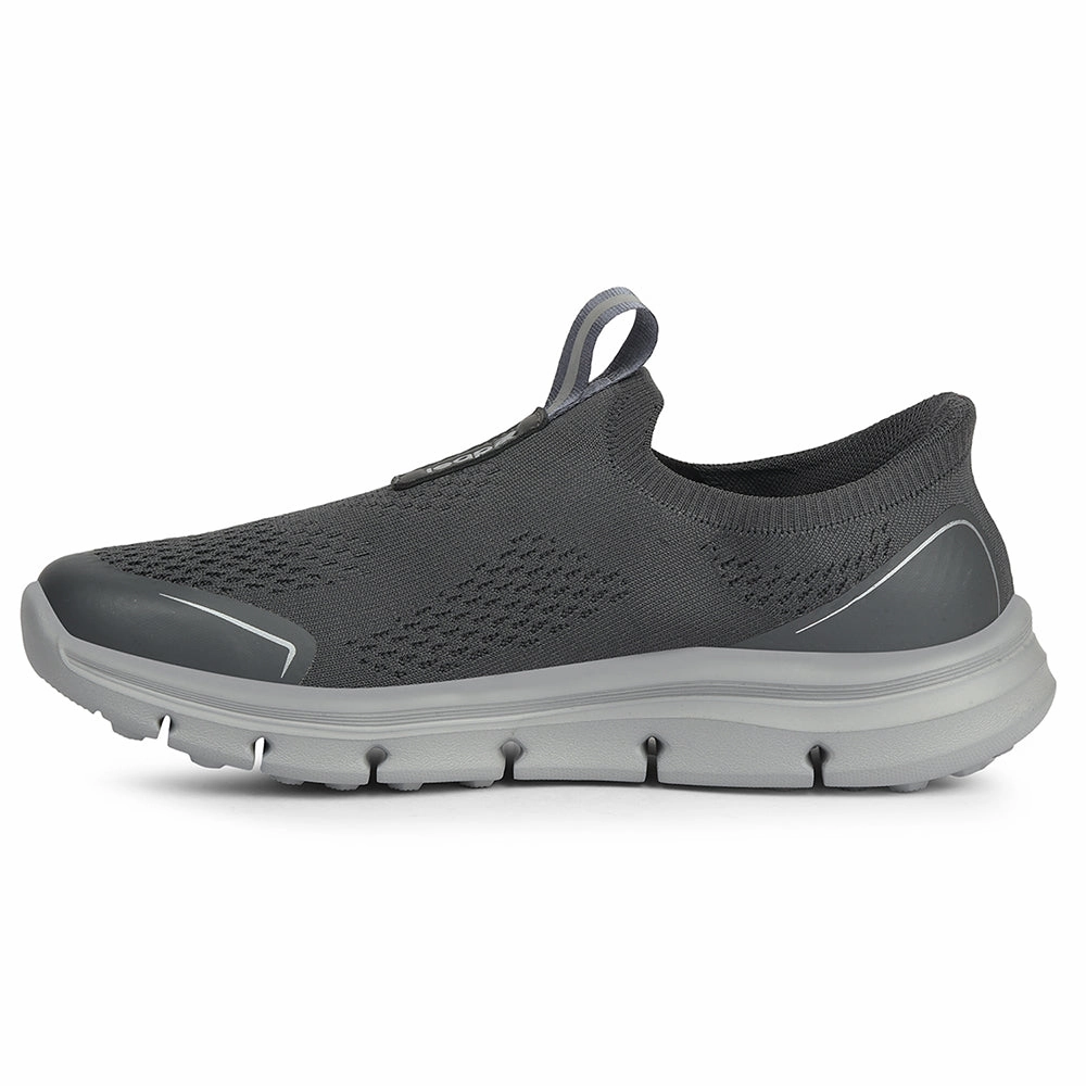 Leap7x Dark Grey Sports Non Lacing Walking Shoes For Men BRISBANE By Liberty Moon Walk
