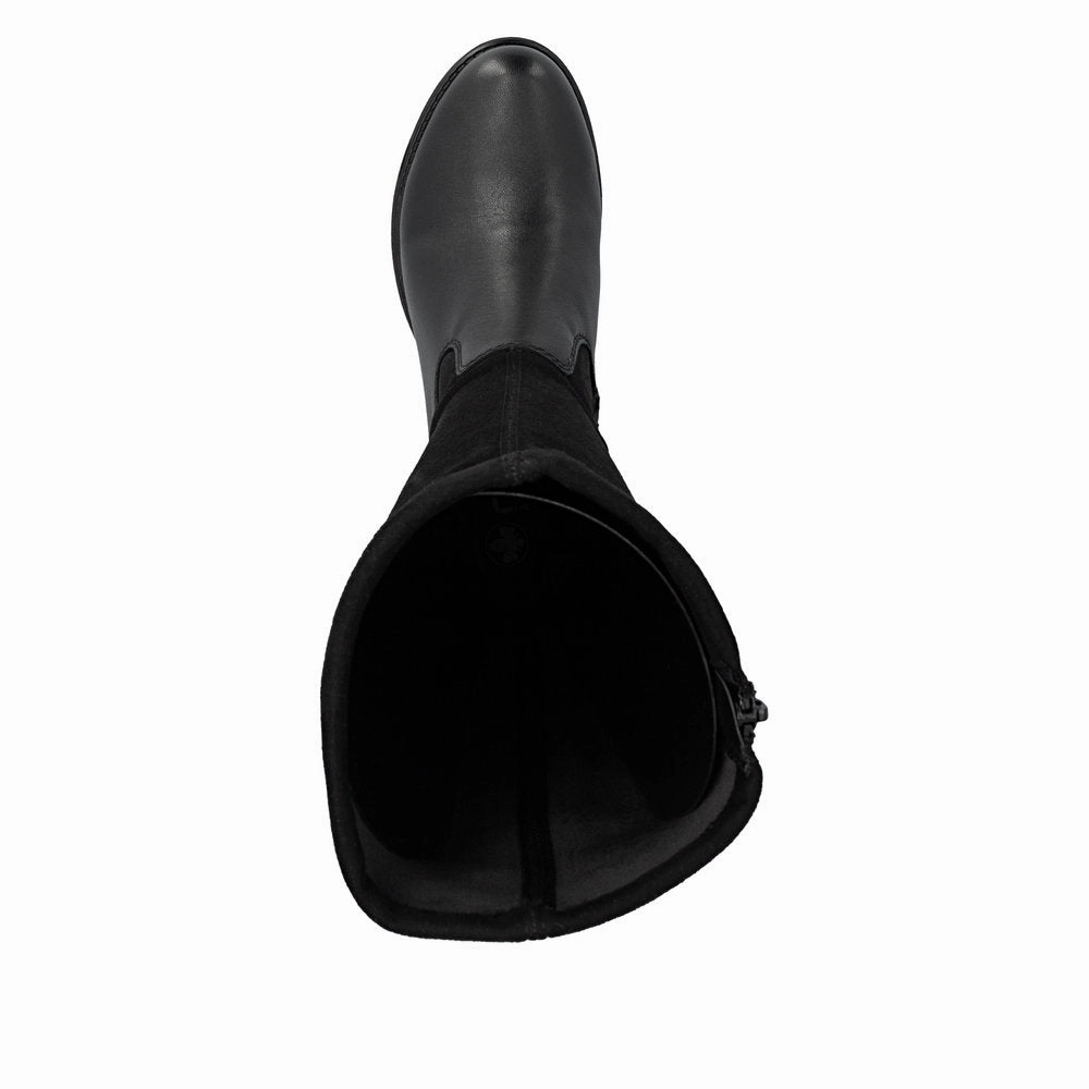 Knee High Boots That Tie Rieker Z9551-00 Ladies Black Leather Side Zip Knee High Boots