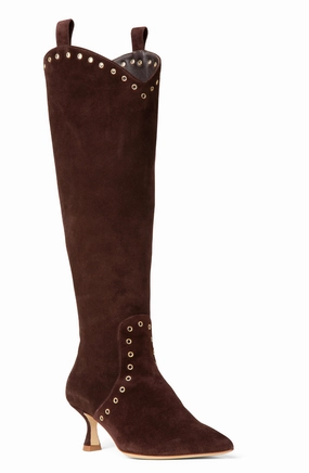 Knee High Boots Trendy Vanesa Knee High Boot Womens Brown Suede Memory Foam 50mm