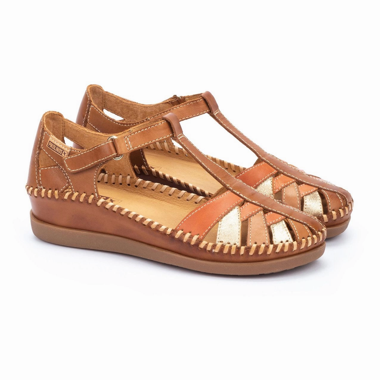 Ochi Jamaica Sandals Pikolinos Cadaques W8K-0705C1 Ladies Brandy Leather Touch Fastening Sandals