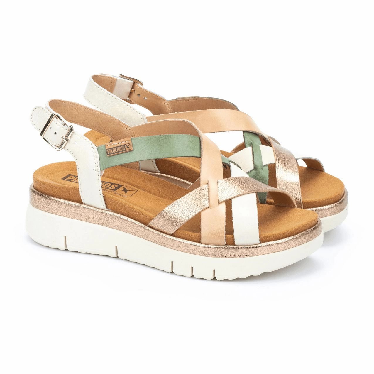 Hoka Sandals Pikolinos Palma W4N-0650C1 Ladies Natural Leather Buckle Sandals