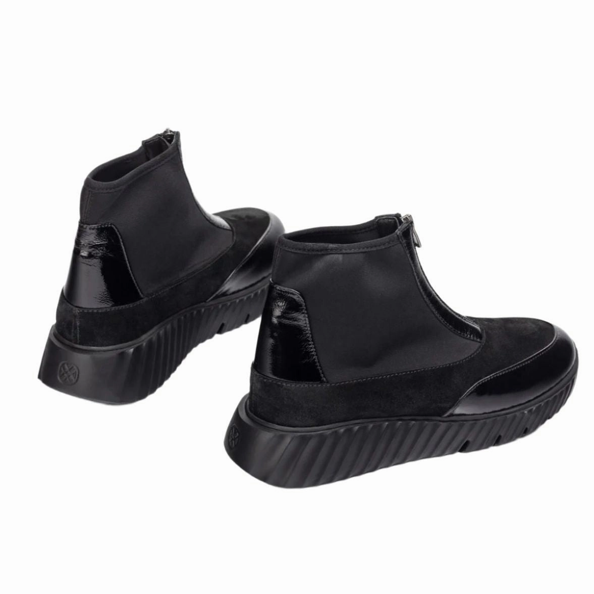 Unisa Womens Boot Efluvio Scuba Black Ankle Boots For Bigger Legs