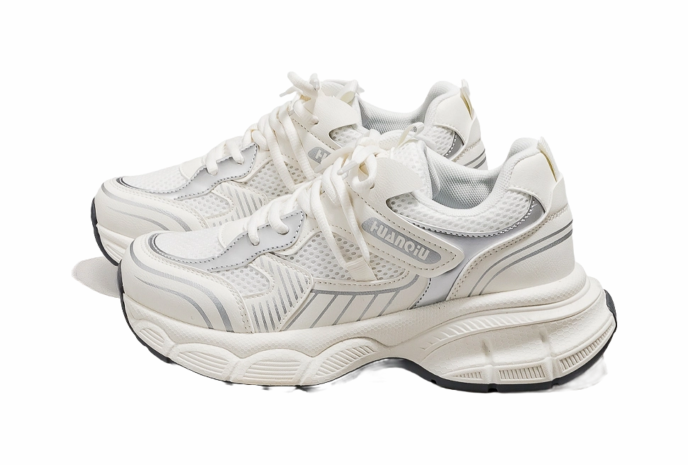 HUANQIU Slip Resistant, Breathable, Lightweight Low top Chunky Sneakers Women's Ecru Waterproof Or Hiking Shoes