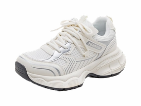 Sypes Low Leather Waterproof Hiking Shoes HUANQIU Slip Resistant, Breathable, Lightweight Low top Chunky Sneakers Women's Ecru