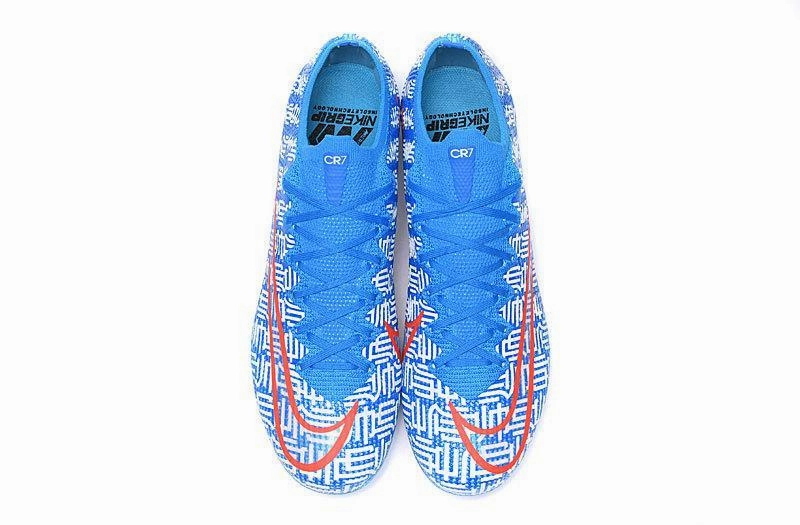 Nike Mercurial Vapor 13 Elite CR7 AG Flyknit 360 Soccers Cleats Shoes White Light Blue Nike Types Of Shoes
