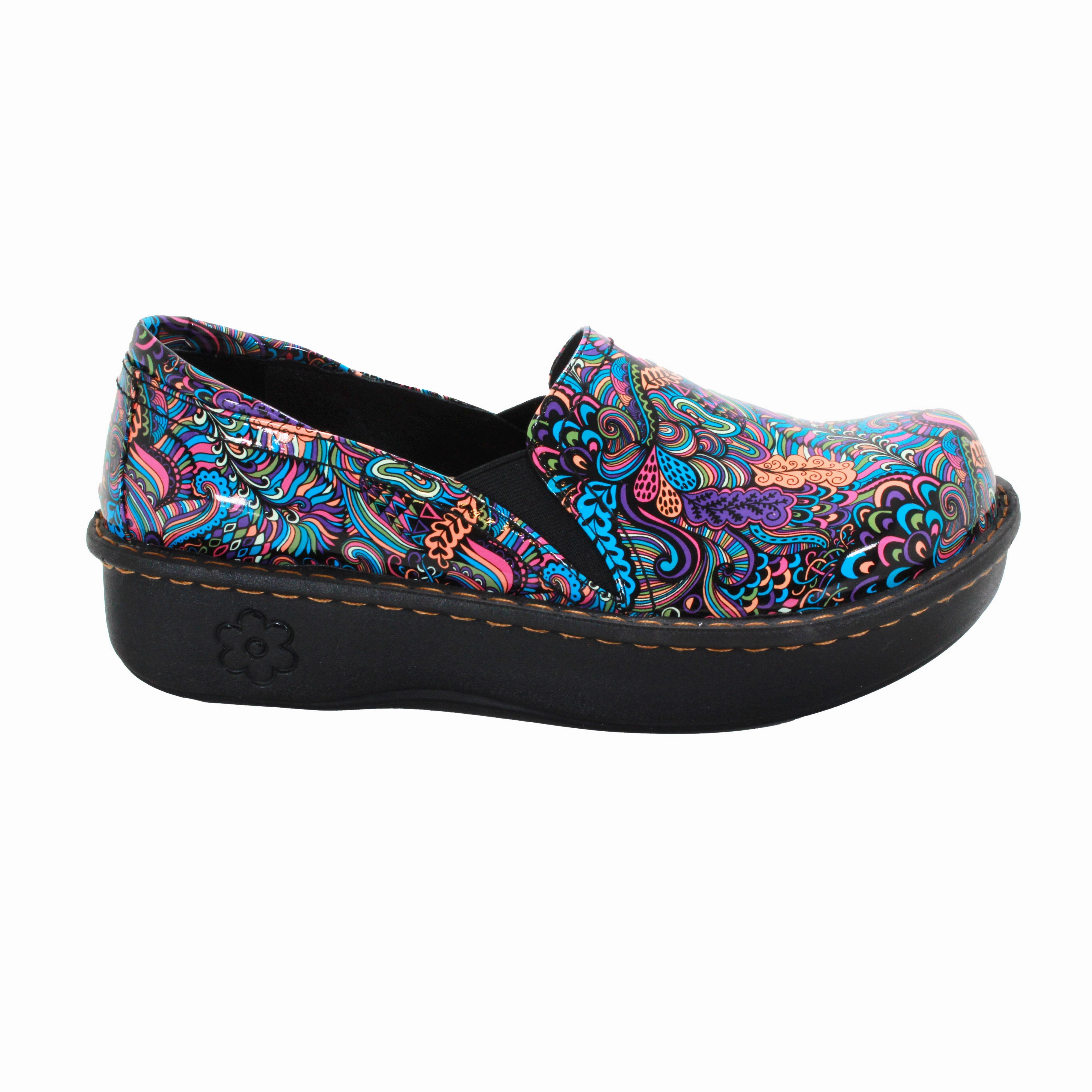 Sanosan Maria Comfort Slip-On Clogs in Mardi Gras print Nothinz Clogs