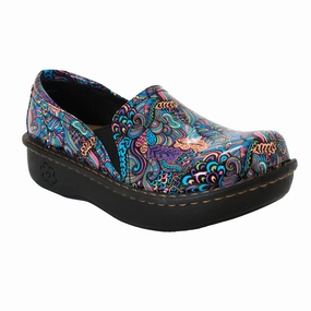 Sanosan Maria Comfort Slip-On Clogs in Mardi Gras print Ladies Clogs