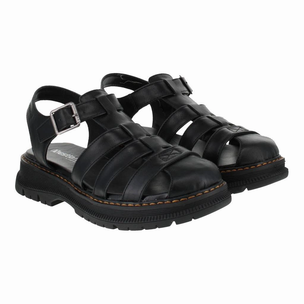 Sandals Mocha Westland 769529 Peyton 09 Ladies Black Vegan Touch Fastening Sandals