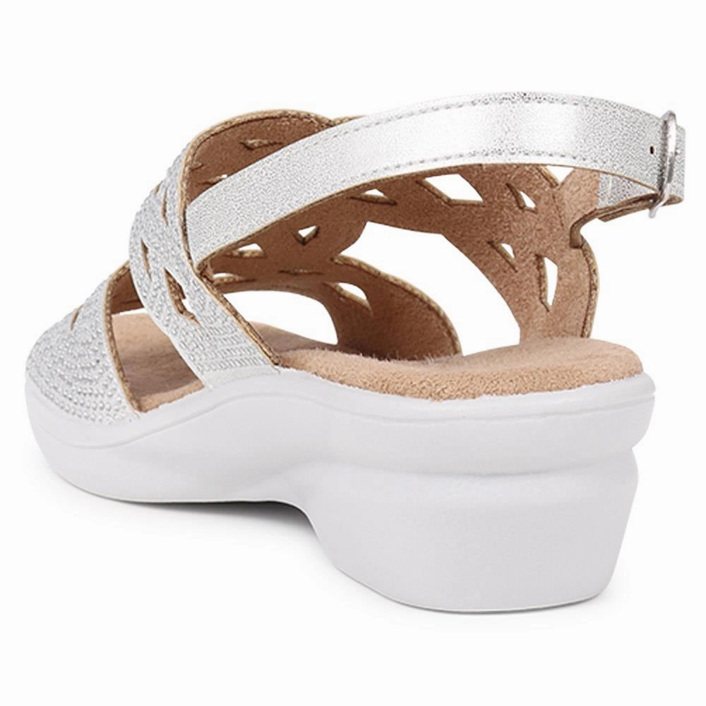 Adjustable Heeled Sandals  - POLY39005 / 325 478 - Silver Sandals Golf Resorts