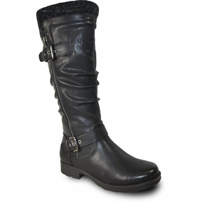 VANGELO Waterproof Women Boot HF0617 Knee High Winter Fur Casual Boot Black Ankle Boots No Heel Leather