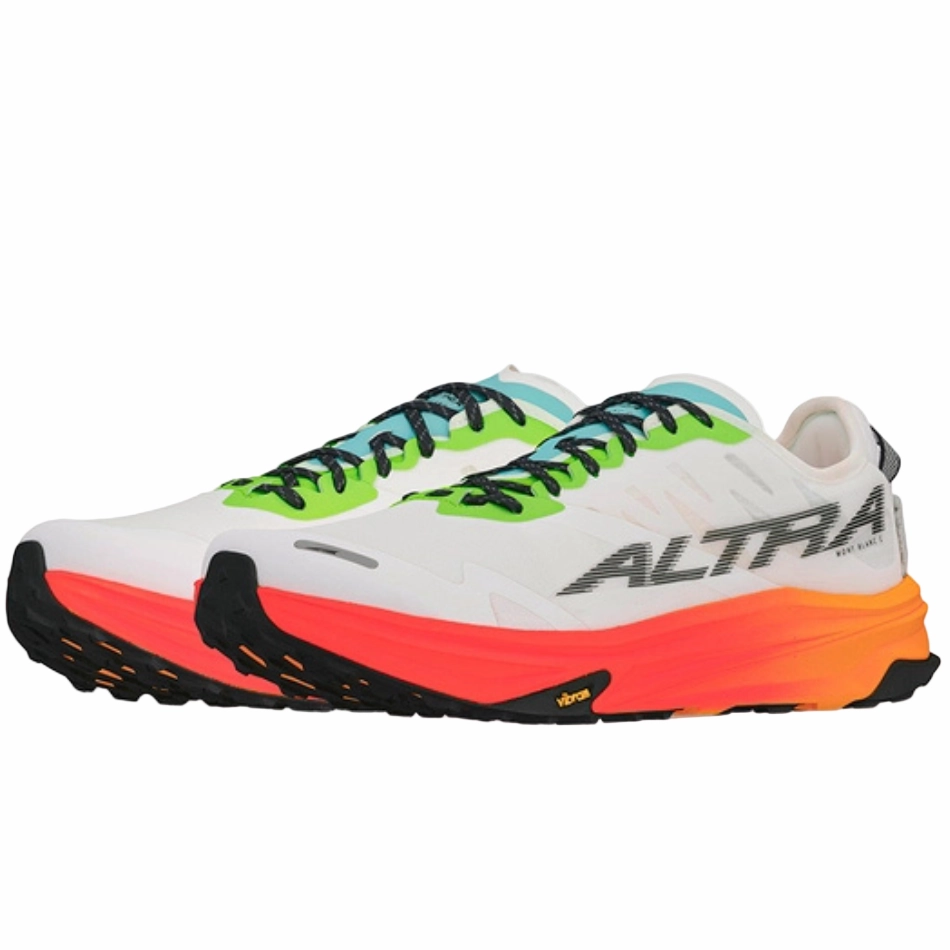 Track And Trail Shoes Altra Men's Mont Blanc Carbon Trail Running Shoes in White/Orange AW25