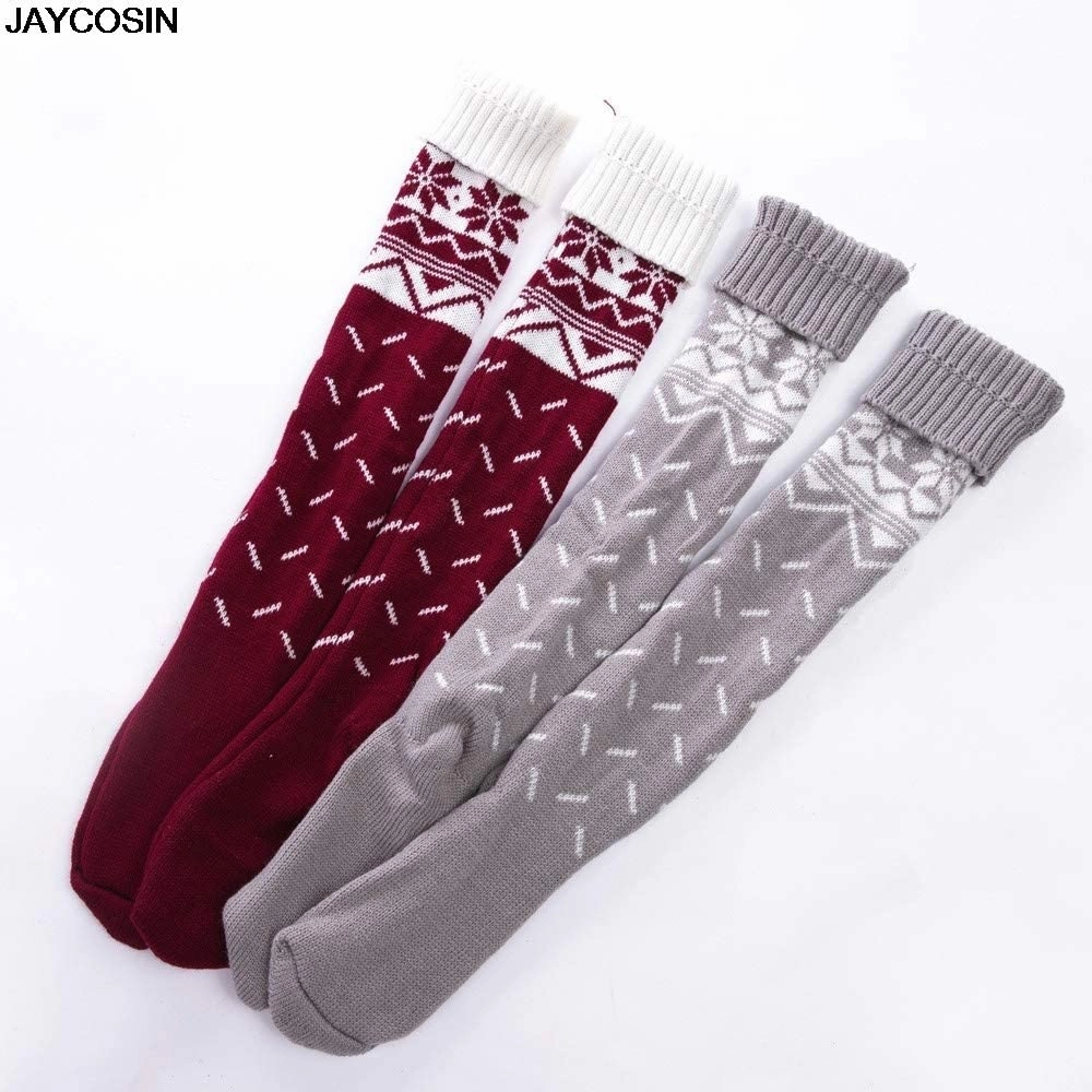 Thigh High Alpine Socks Snowflake Pattern Gray & White Or Red & White You Choose Tie Top Stay Up Over The Knee Boot Socks Make A Great Christmas Present! Mary Jane Knee High Boots