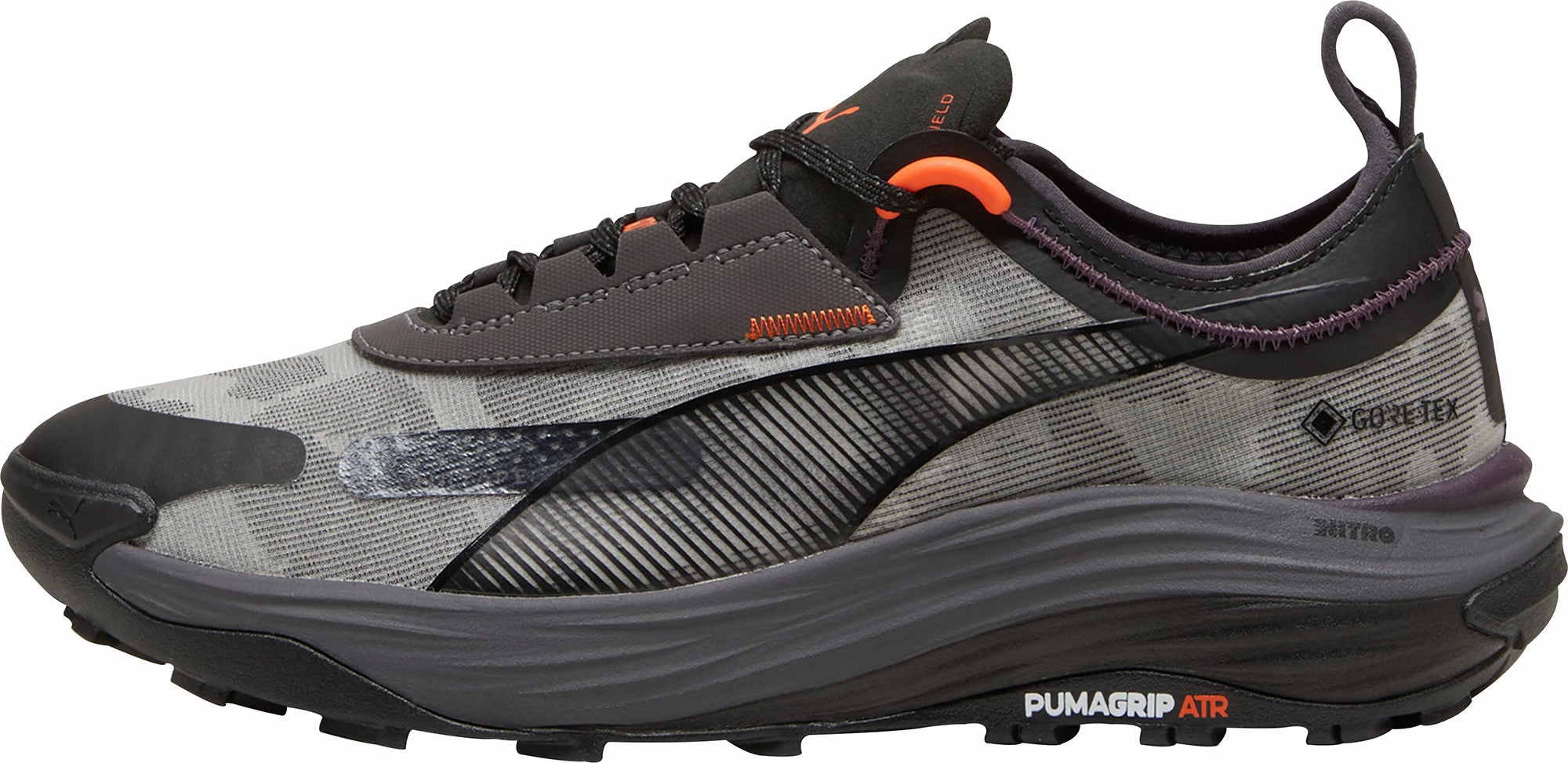 Puma Voyage Nitro 3 GORE-TEX Mens Trail Running Shoes - Grey Studded Trail Running Shoes