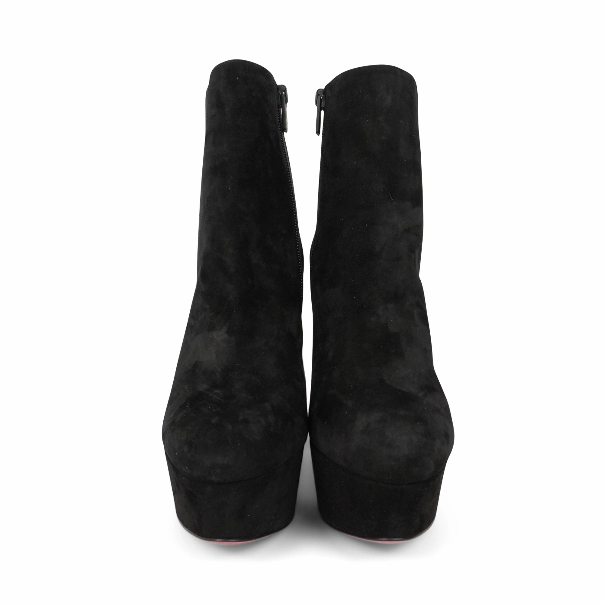 Water-repellent Suede Faux Fur Ankle Boots Christian Louboutin 'Movida' Platform Boots - Women's 36.5