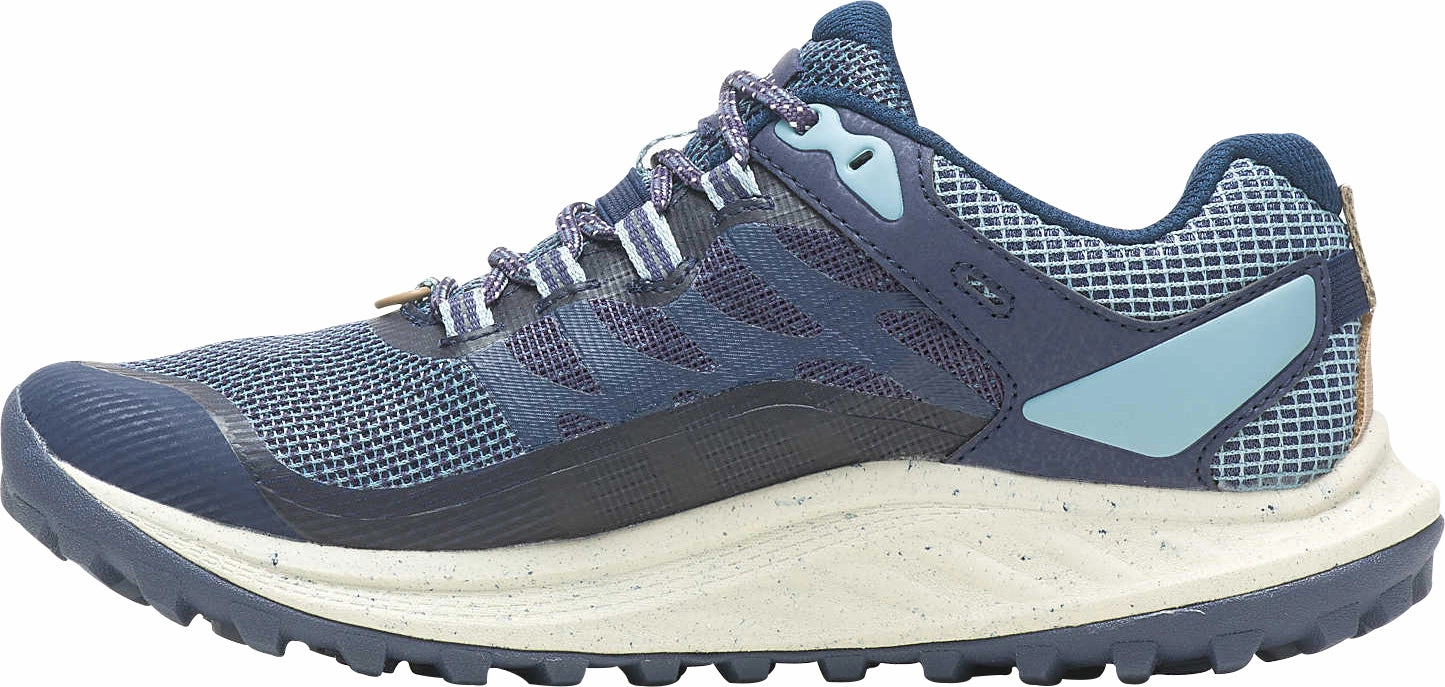 Merrell Antora 3 Womens Trail Running Shoes - Blue Best Trail Running Shoes Flat Feet