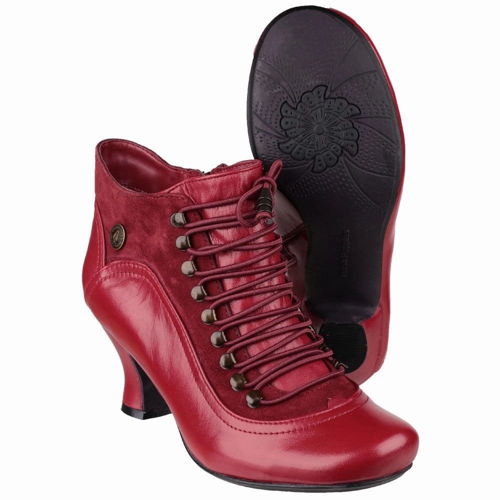 Ankle Boots Platform Red Vivianna Lace-Up Heeled Boots