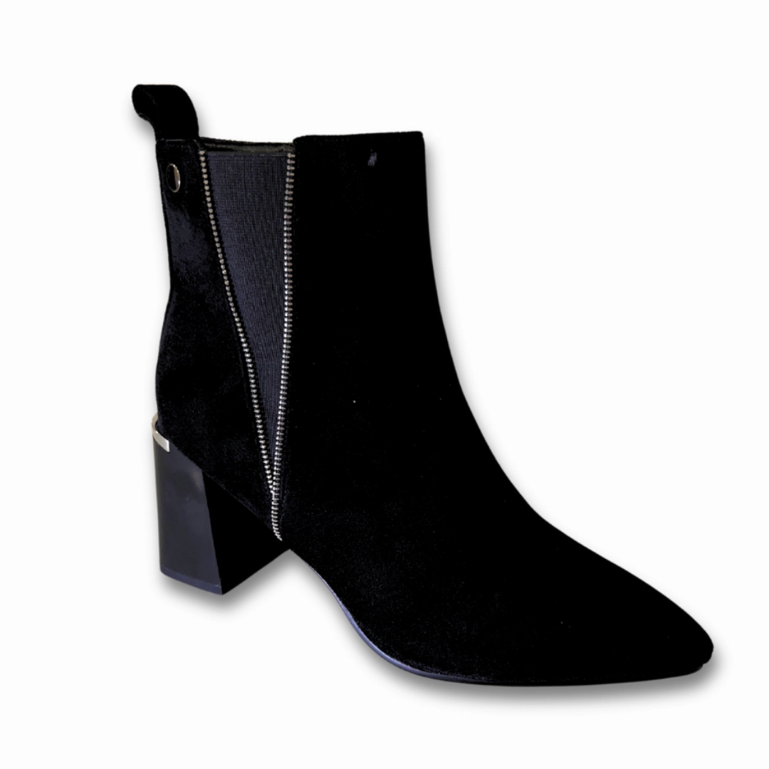 Trendy Ankle Boots Redz Womens Boot 85746 Black Suede