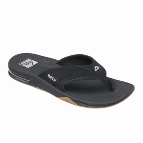 Reef Men's Fanning Flip Flop Sandal Black / Silver Strip On A Flip-flop