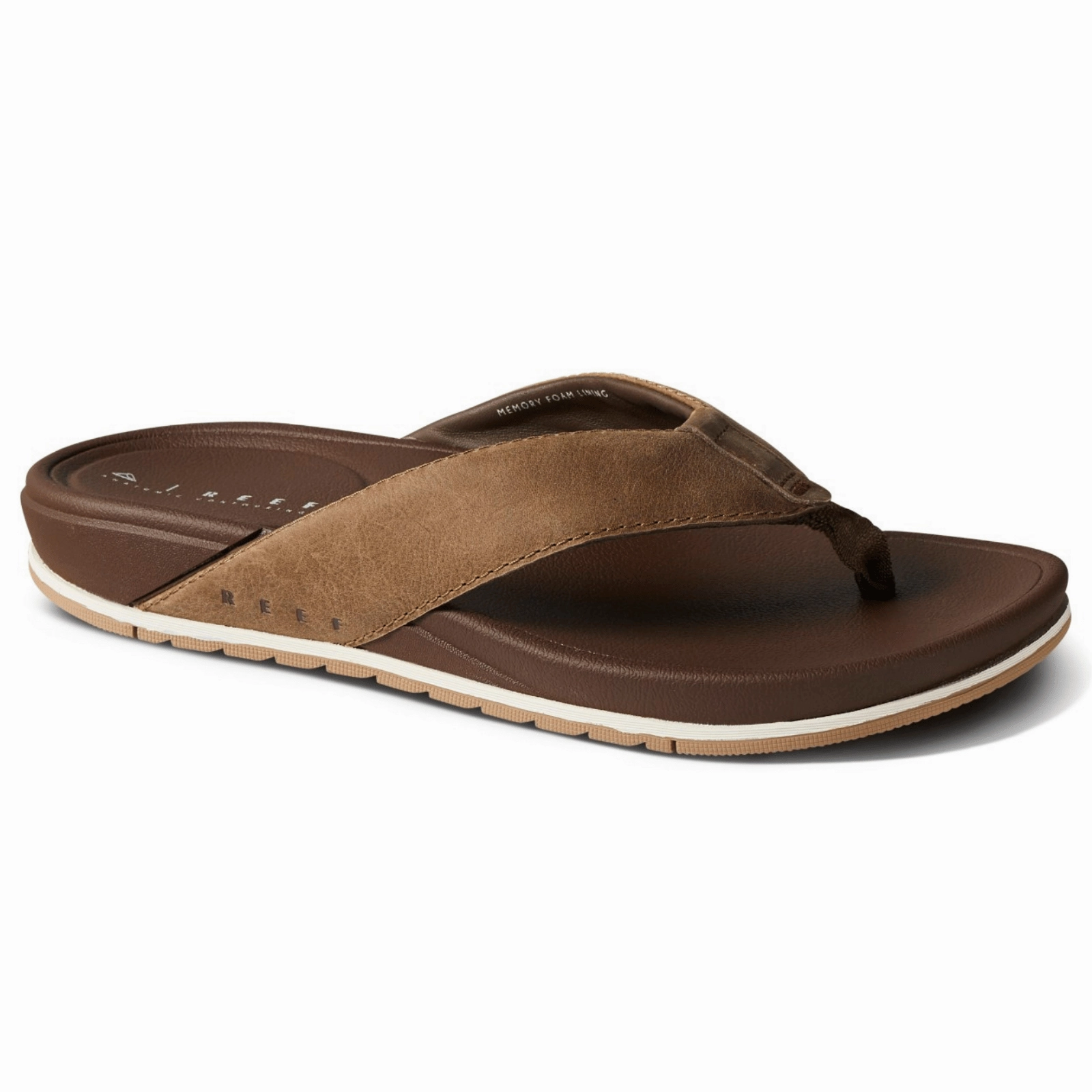 Reef Mens Cushion Bonzer Leather Flip Flops Cloth Strap Flip Flops