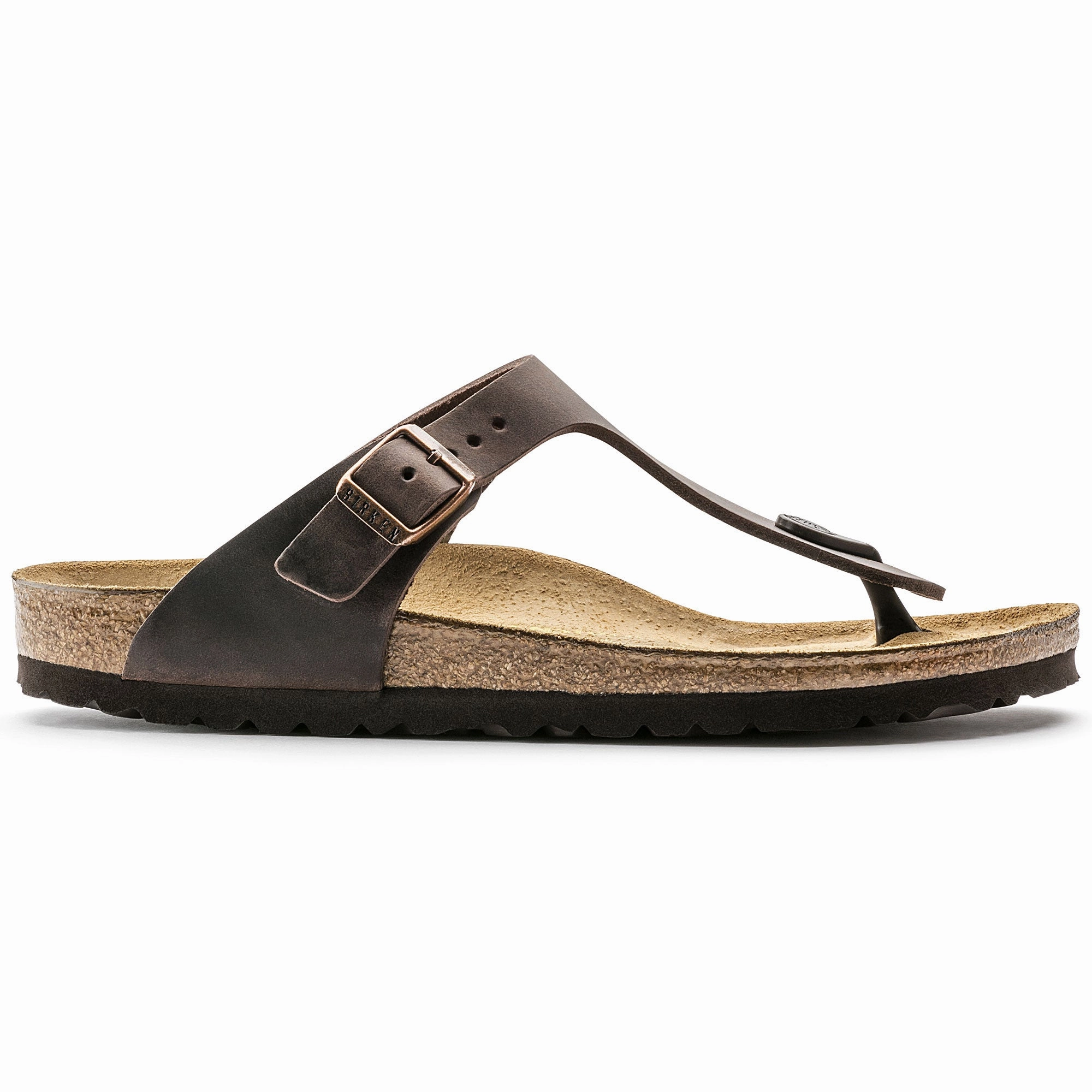 Flat Dress Sandals Birkenstock Gizeh NU Oiled Habana Narrow 743833