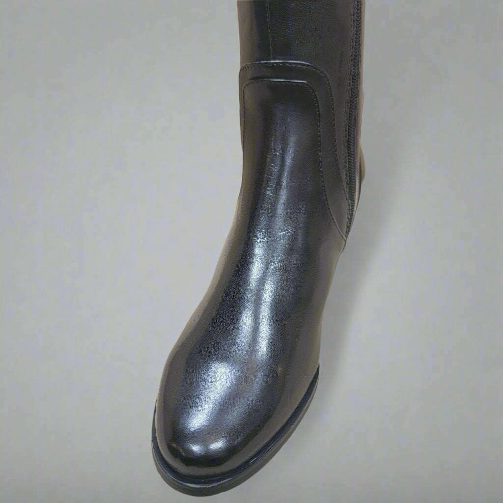 Vintage Knee High Boots REGARDE LE CIEL - Jolene-22 - Black Leather