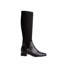 Regarde Le Ciel Thea 02 Ladies Black Leather Side Zip Knee High Boots Knee High Big Calf Boots