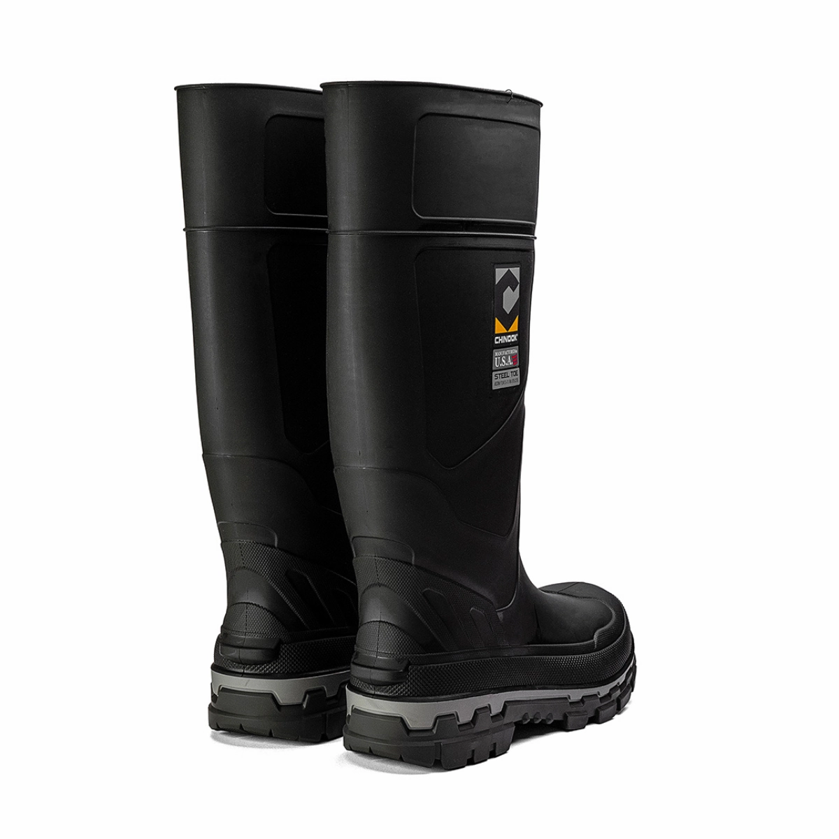 Waterproof Shoes Nurses Kickaxe 15" Steel Toe Waterproof Rubber Boot  Black/Grey