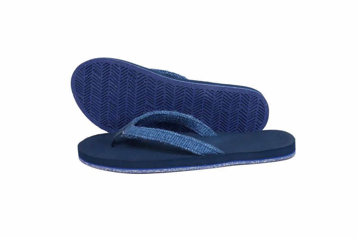 Comfort Flip Flops With Arch Support INDIGO/SHORE | RECYCLED PABLE STRAPS - Indosole