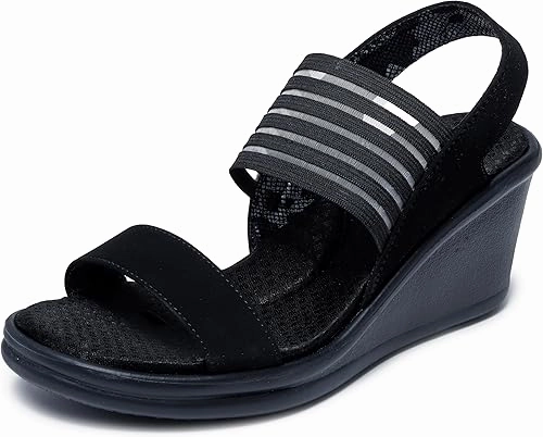 Skechers Women's Rumblers-Sci-fi Wedge Sandal House Flip Flops