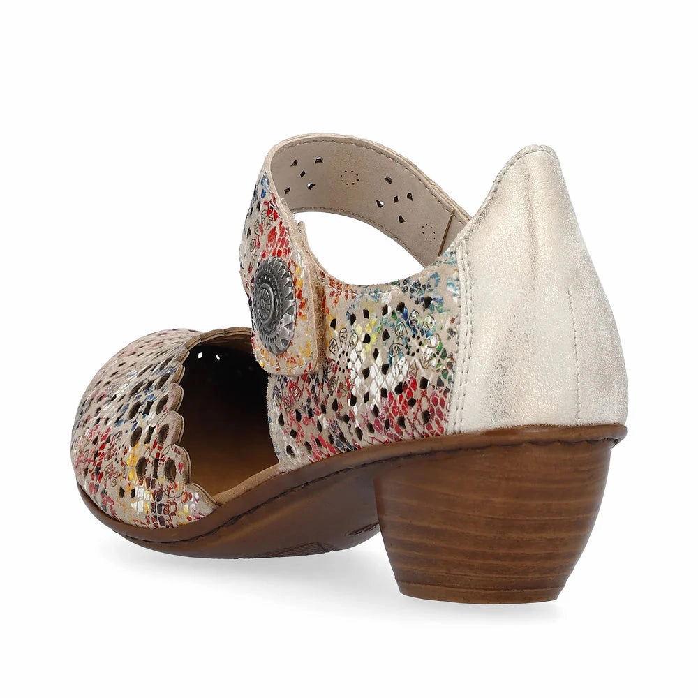 Baking Soda For Clogs Rieker Women's Mirjam 43753-91 - Beige-Multi/Muschel